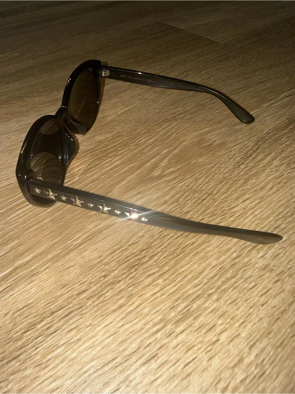Jimmy Choo Black Round Sunglasses with Star Studs